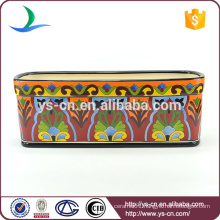 YSfp0008 Hot sale rectangular ceramic flowerpot with handprint design